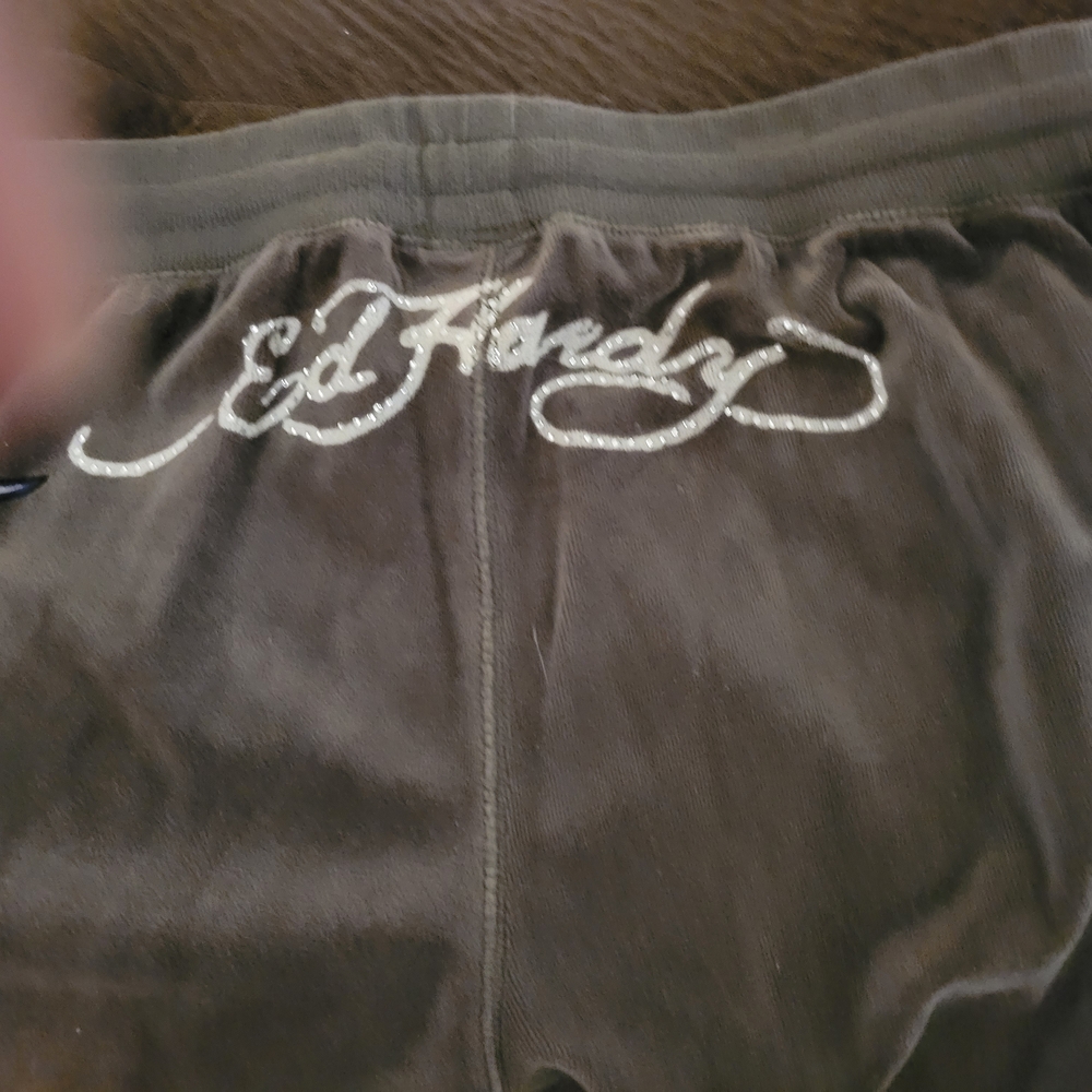 Ed Hardy Brown Relaxed Fit Joggers with Script Logo